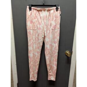 Hurley Soft Cozy PJ bottoms drawstring waist Pink botanicals Size Large NEW